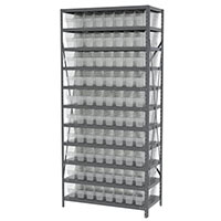 18 Inch (in) Shelf Depth Steel ShelfMax Steel Shelving with 30048 Bins