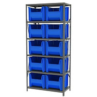 18 Inch (in) Shelf Depth Stak-N-Store Steel Shelving with 13018 Bins - 2