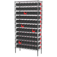 74 Inch (in) Shelf Height Wire Shelving with 36442 Bin (AWS143636442BK)