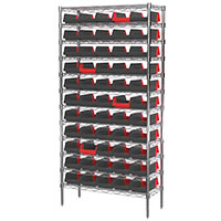 74 Inch (in) Shelf Height Wire Shelving with 36462 Bin (AWS143636462BK)