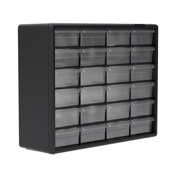 Item # 10124, 24-Drawer Plastic Storage Cabinet On American Bulk Containers
