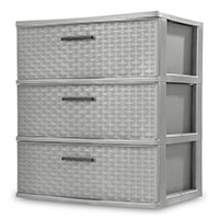 3 Drawer Wide Weave Tower (Cement)