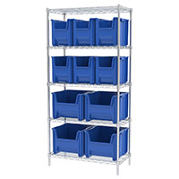 74 Inch (in) Shelf Height Wire Shelving with 13014 and 13018 Bin