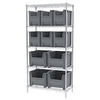 74 Inch (in) Shelf Height Wire Shelving with 13014 and 13018 Bin - 3