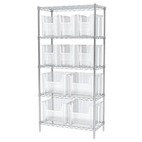 74 Inch (in) Shelf Height Wire Shelving with 13014 and 13018 Bin - 2