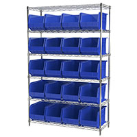 74 Inch (in) Shelf Height Wire Shelving with 30260 Bin - 2