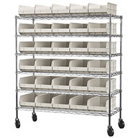 68 Inch (in) Shelf Height Mobile Wire Shelving with 30358 Bin