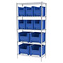 74 Inch (in) Shelf Height Wire Shelving with 13014 and 13018 Bin