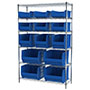 74 Inch (in) Shelf Height Wire Shelving with 30280, 30281, 30282, and 30283 Bin